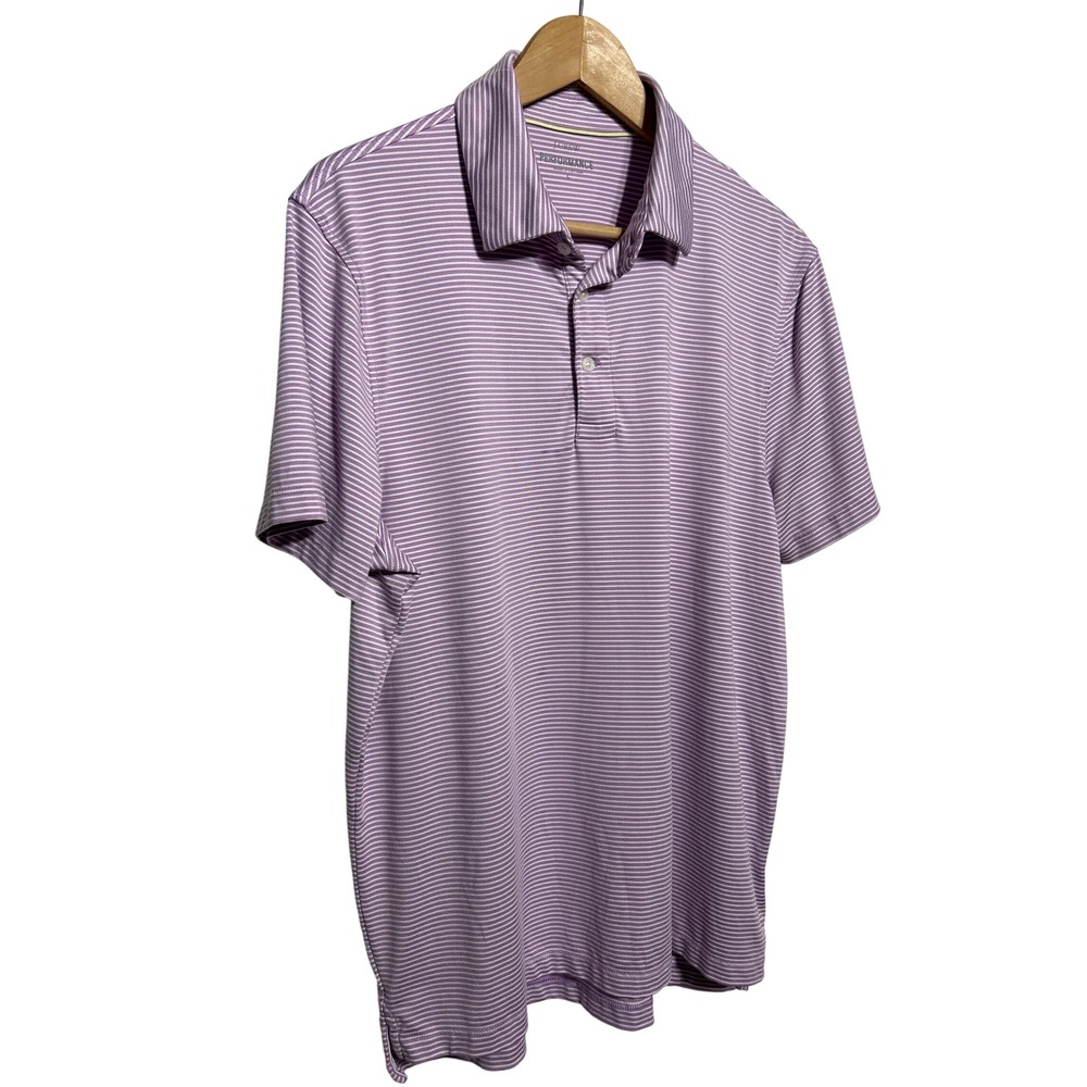 J Crew‎ Performance Polo Golf Shirt Purple White Stripe Size Large Retail: $79